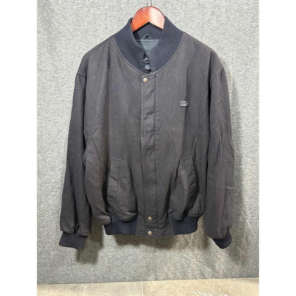 Vintage Paul Shark Yachting Fleece Varsity Bomber Jacket Men XL Black Full Zip